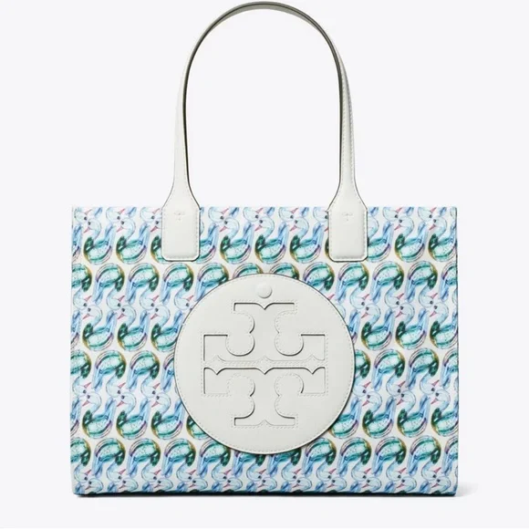 Tory Burch NWT Blue Swan Printed Ella Tote - Picture 11 of 13
